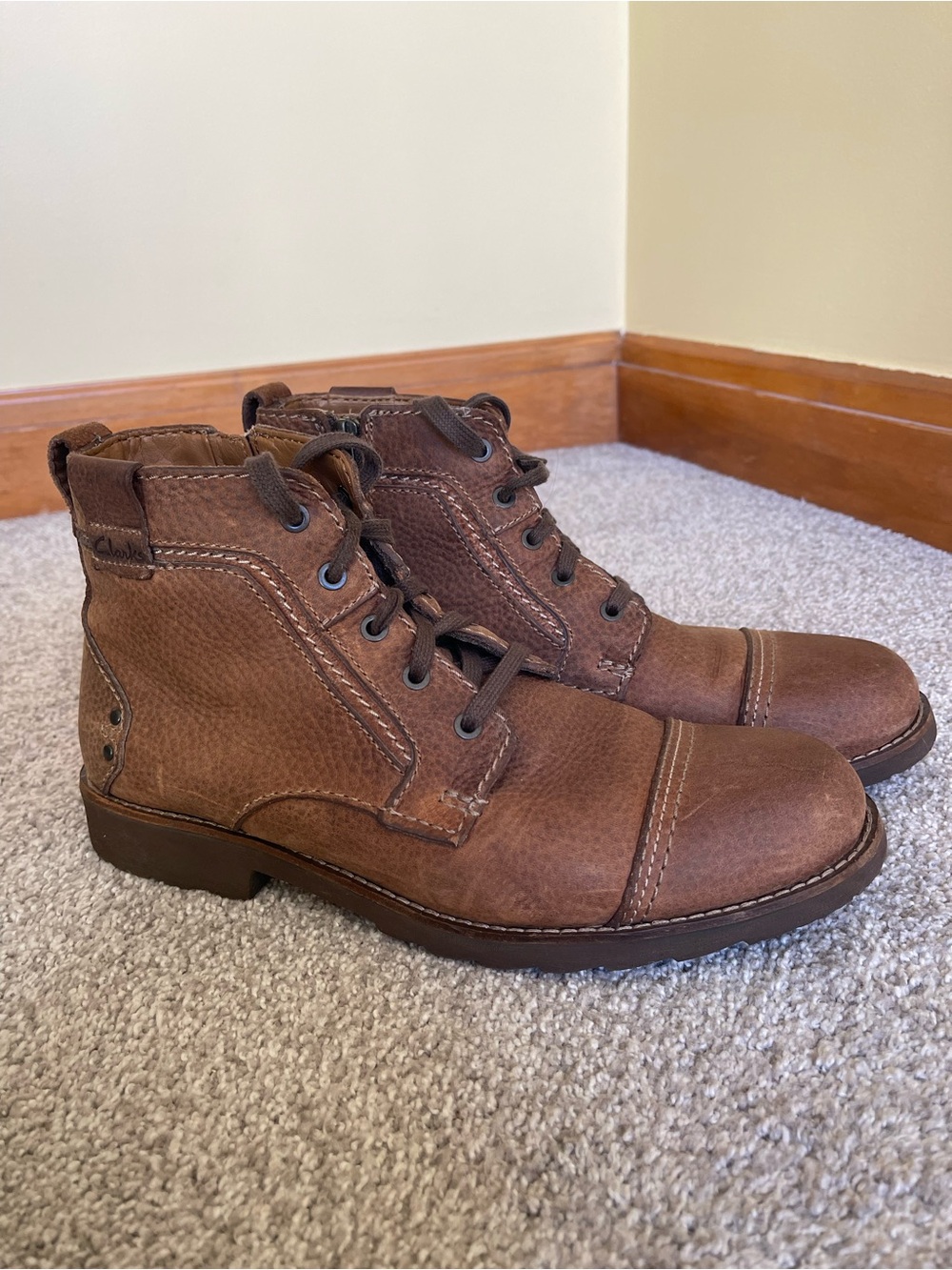 Clarks Brown Leather Chukka Lace-Up Boots